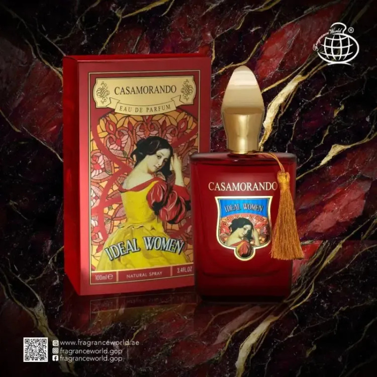 عطر زنانه فرگرنس ورد مدل کازاموراتی بوکت آیدل قرمز ادوپرفیوم حجم 100 میل طبع گرم و شیرین شرقی چوبی