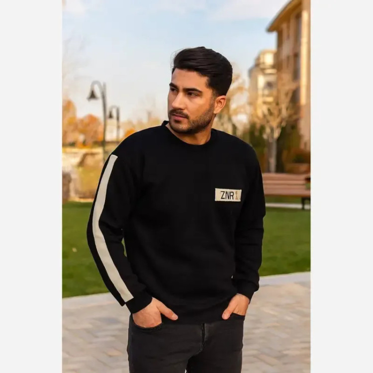بلوز مردانه نوار دار زهره تو کرک مشکی سایز L