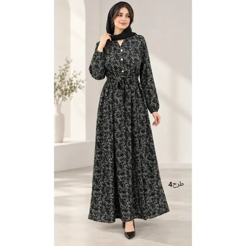 پیراهن آسلین زنانه طرحدار الیزه سایزبندی 1 و 2