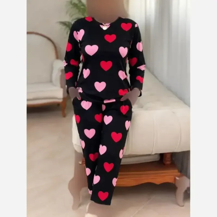 ست مخمل قلبی زنانه فری سایز 38 تا 46 نرم و لطیف وارداتی