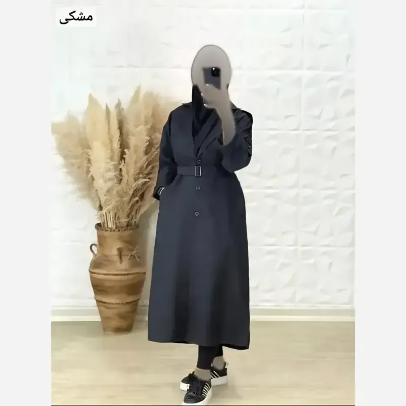 مانتو دانشجویی نانسی پرشین مکانیک اعلا مشکی سرمه ای سایز 36تا44 46تا50 قد 108
