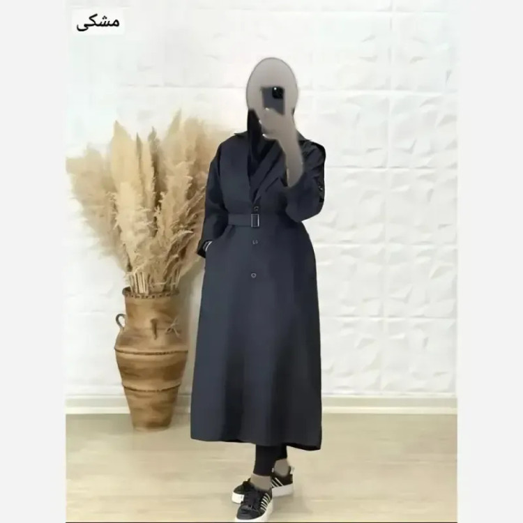 مانتو دانشجویی نانسی پرشین مکانیک اعلا مشکی سرمه ای سایز 36تا44 46تا50 قد 108