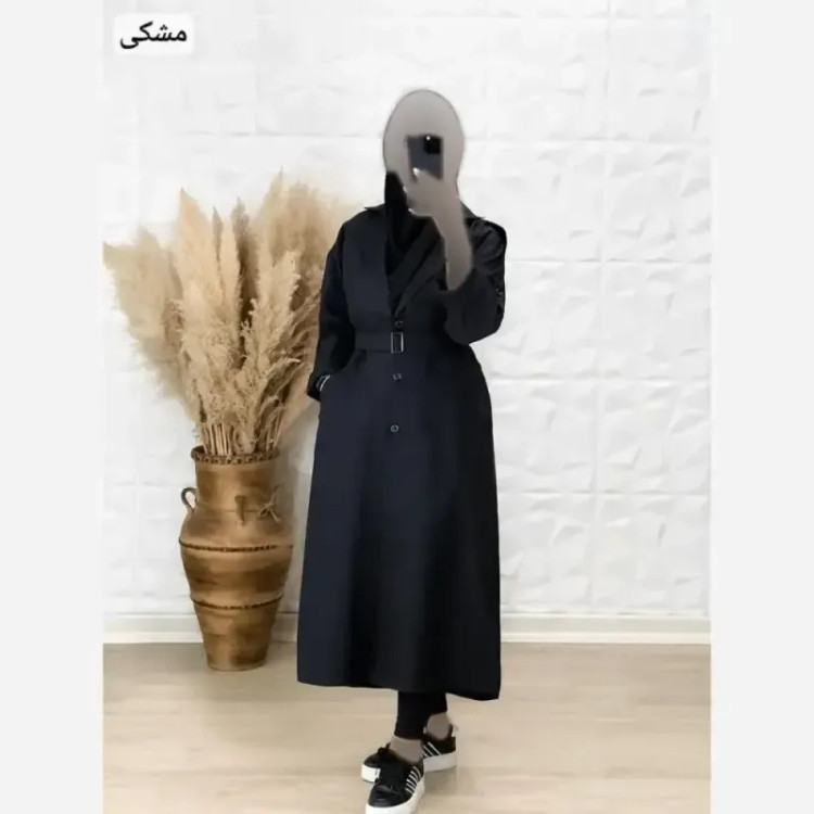 مانتو دانشجویی نانسی پرشین مکانیک اعلا مشکی سرمه ای سایز 36تا44 46تا50 قد 108