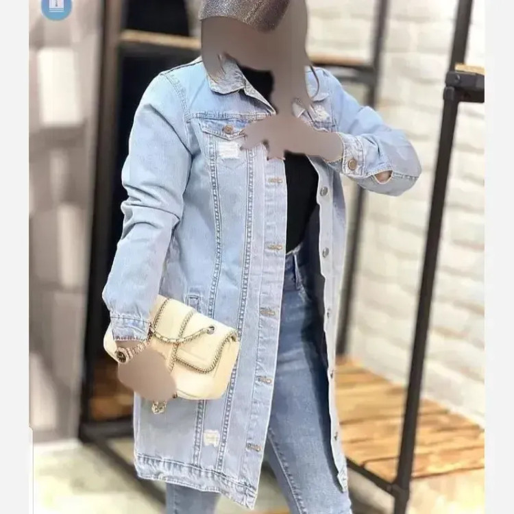 کت جین بلند زنانه ضخیم سنگشور شده