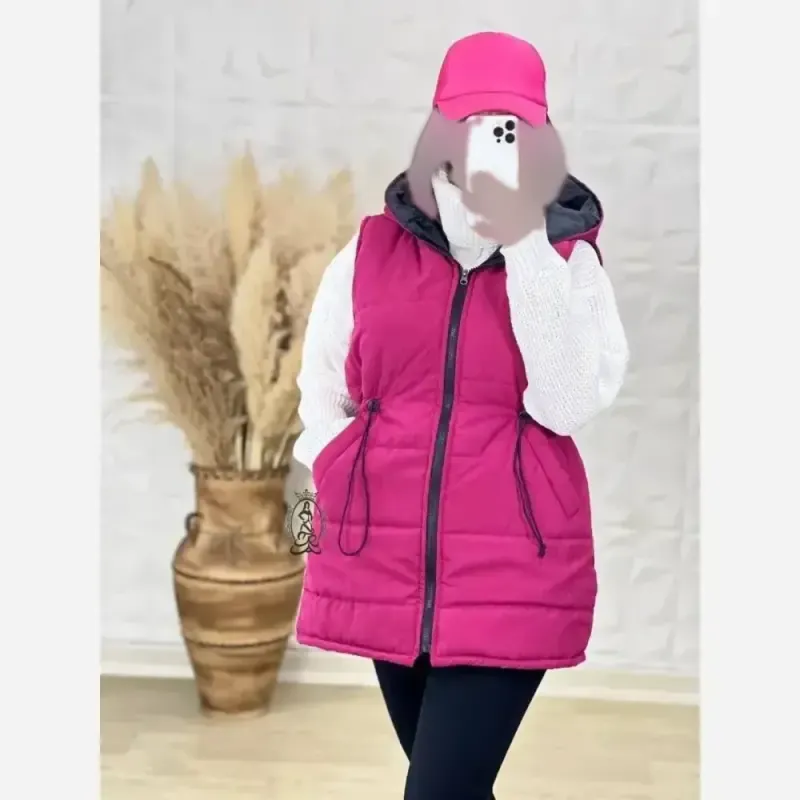 پافر زنانه کوتاه کلاه دار جنس میکرو پشم شیشه آستر دار فری سایز