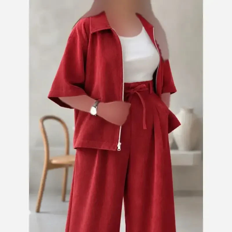 ست شومیز و شلوار کبریتی پاییزه فری سایز