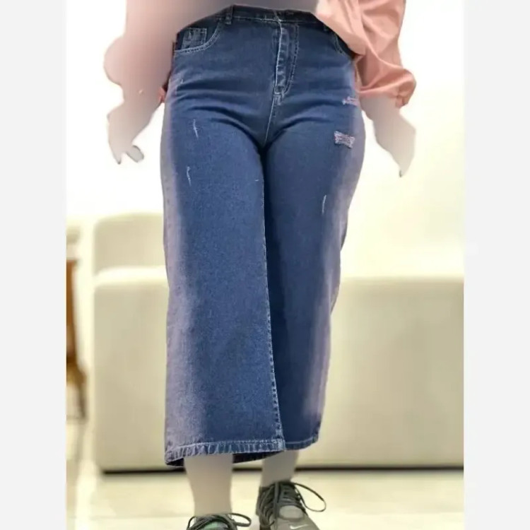 شلوار بگ جین زنانه سنگشور شده رنگ صورتی و یخی