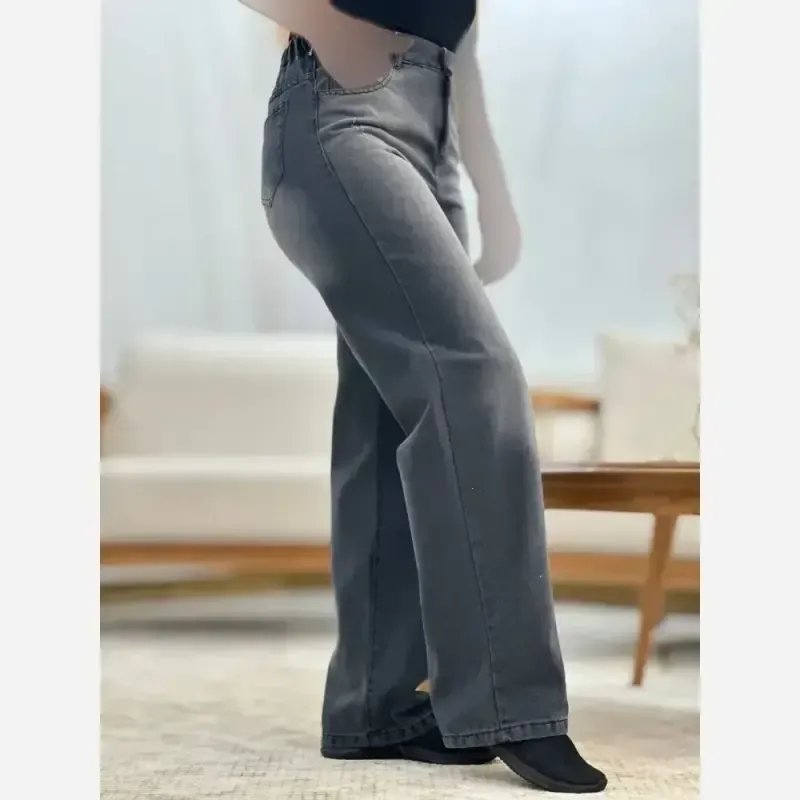 شلوار بگ جین زنانه سنگشور شده سایز بزرگ