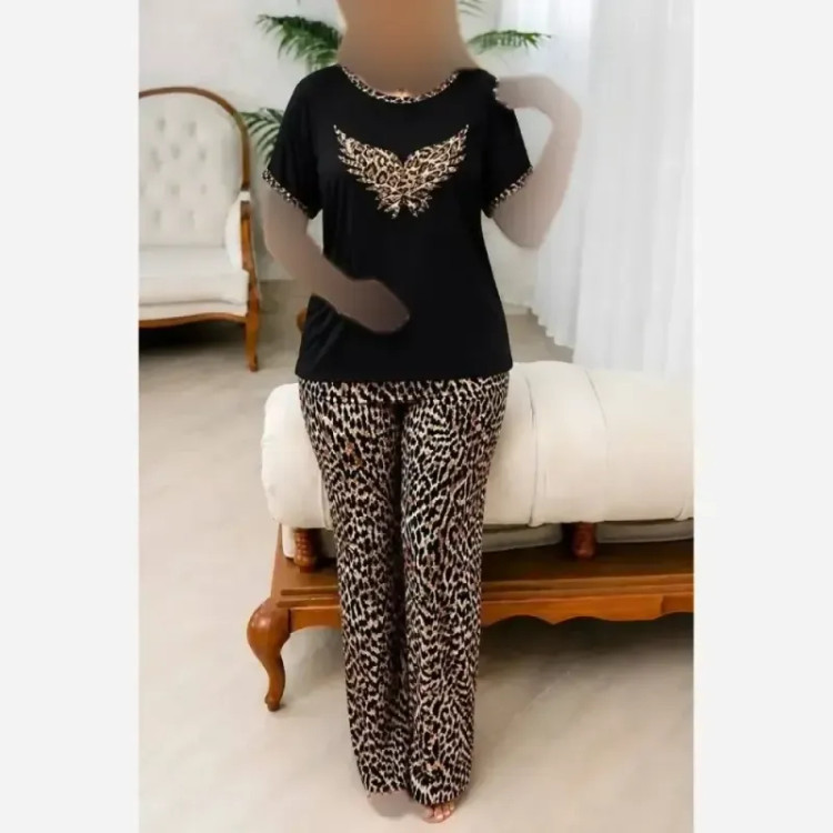 ست لباس راحتی زنانه مدل میشل جنس اسپان کشی سایز فری 38 تا 50 مناسب منزل و باشگاه