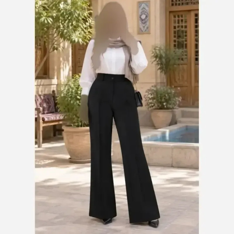 شلوار دمپا گشاد زنانه جنس مازراتی 330 گرم قد 105 سایز 40 تا 50