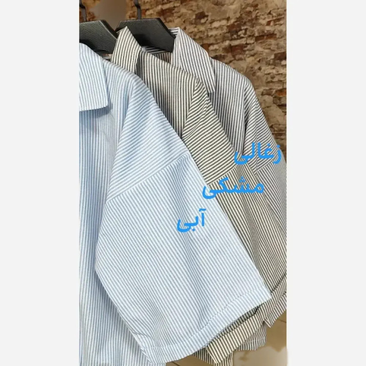 شومیز لینن راه راه زنانه فری سایز مدل شکوفا رنگبندی