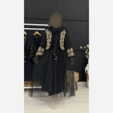 ست سه تیکه کت و دامن و شال مجلسی مدل روناک جنس مازراتی خرجکار هندی و تور سایز 38 تا 46
