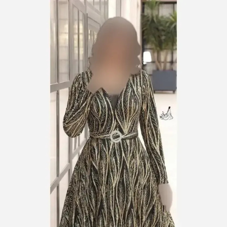 پیراهن مجلسی زنانه مدل پریزاد جنس شاین برجسته قد 150 استردار سایز بزرگ