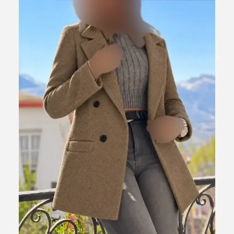 کت زنانه فوتر کجراه پاییزه و زمستانی جیب فیلتو دار