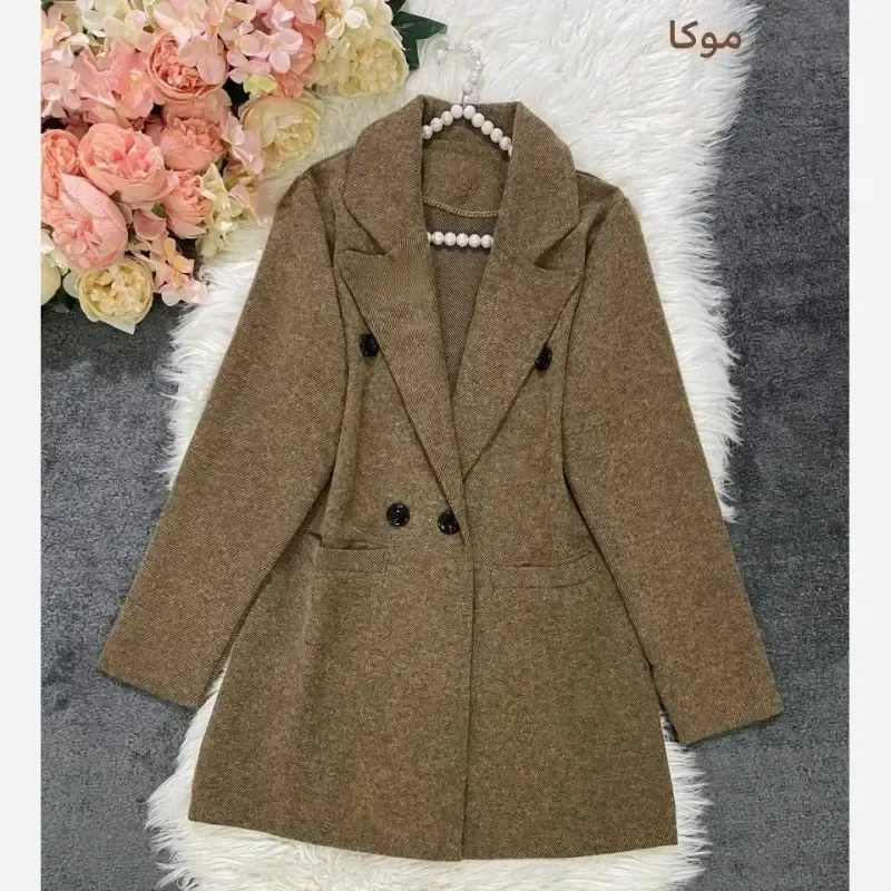 کت زنانه فوتر کجراه پاییزه و زمستانی جیب فیلتو دار