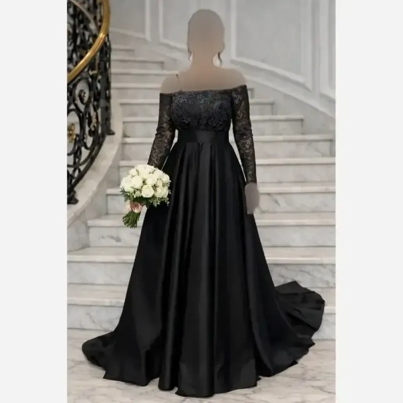 ماکسی مجلسی زنانه ساتن آمریکایی و تور شایندار مشکی قد 150 کمربنددار