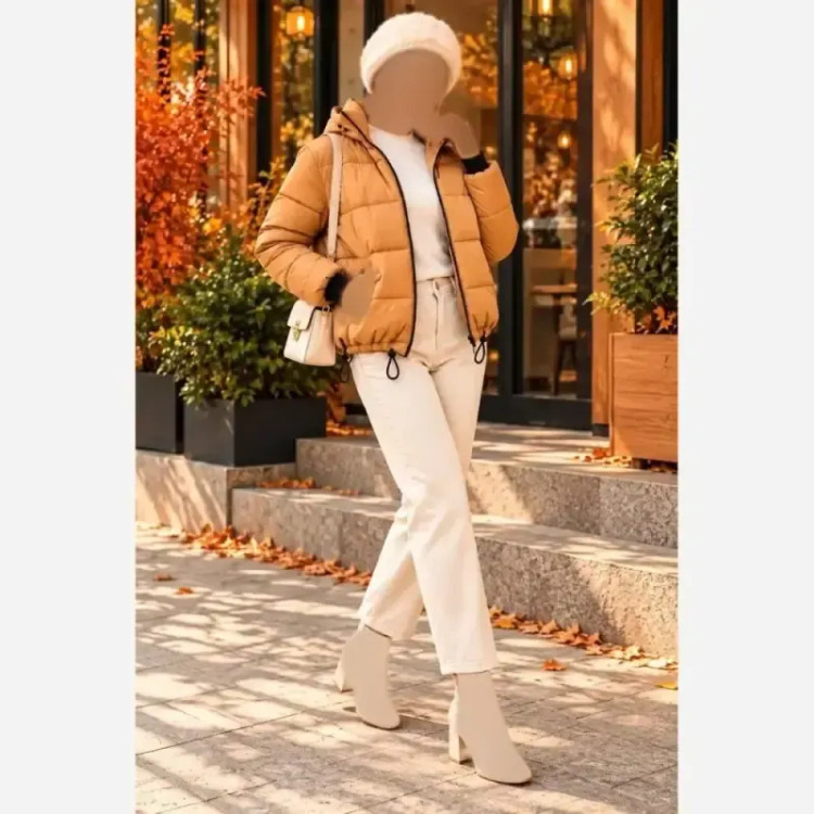 کاپشن سیلیکونی زنانه وارداتی درجه یک پشم شیشه دار سایز 36 تا 46