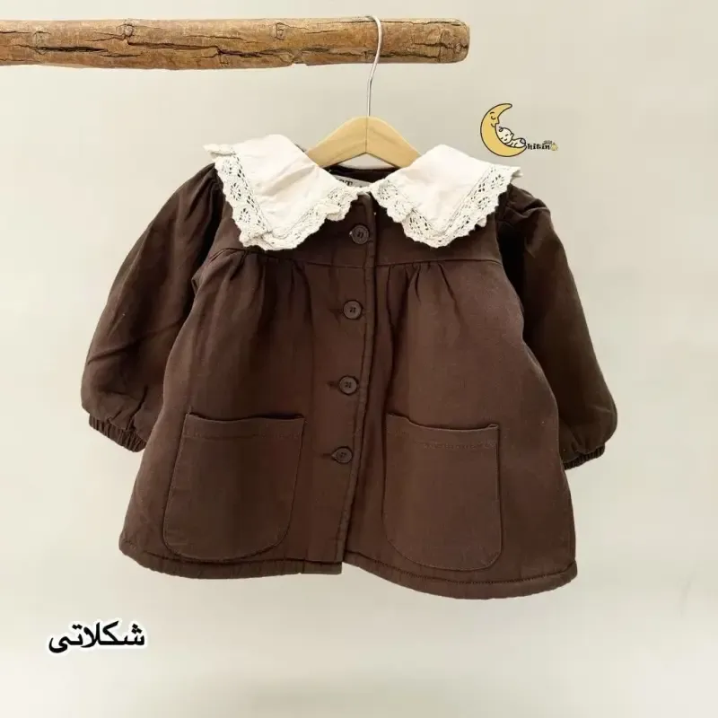پالتو کتان دخترانه آستر خز پاییزه و زمستانه سایز 1 تا 7 سال