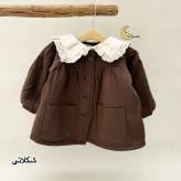 پالتو کتان دخترانه آستر خز پاییزه و زمستانه سایز 1 تا 7 سال