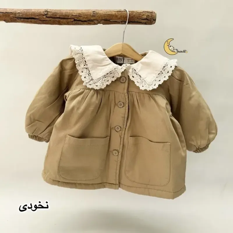 پالتو کتان دخترانه آستر خز پاییزه و زمستانه سایز 1 تا 7 سال