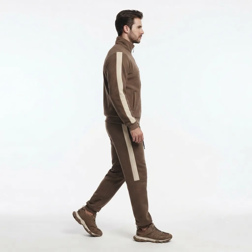 ست سویشرت و شلوار مردانه داخل کرک رنگ قهوه ای