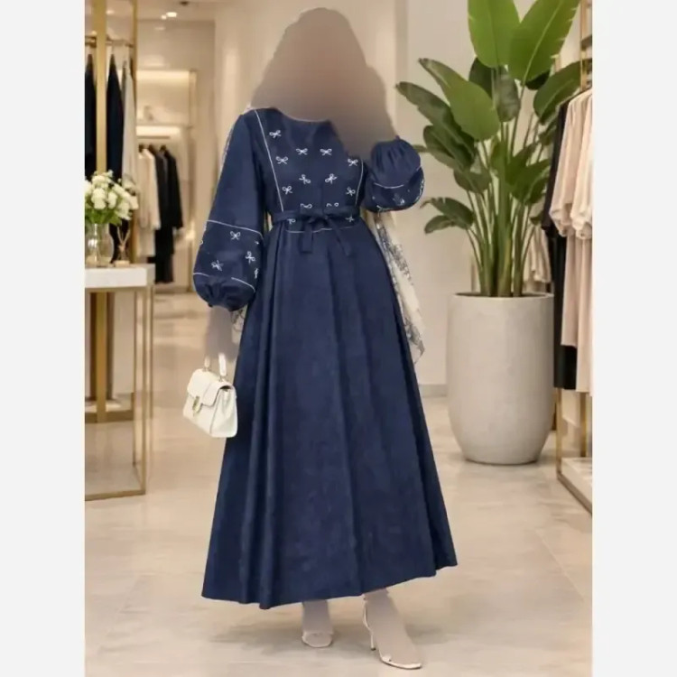 کفتان گلدوزی پاپیونی پاییزه مخمل کبریتی ریز فری سایز