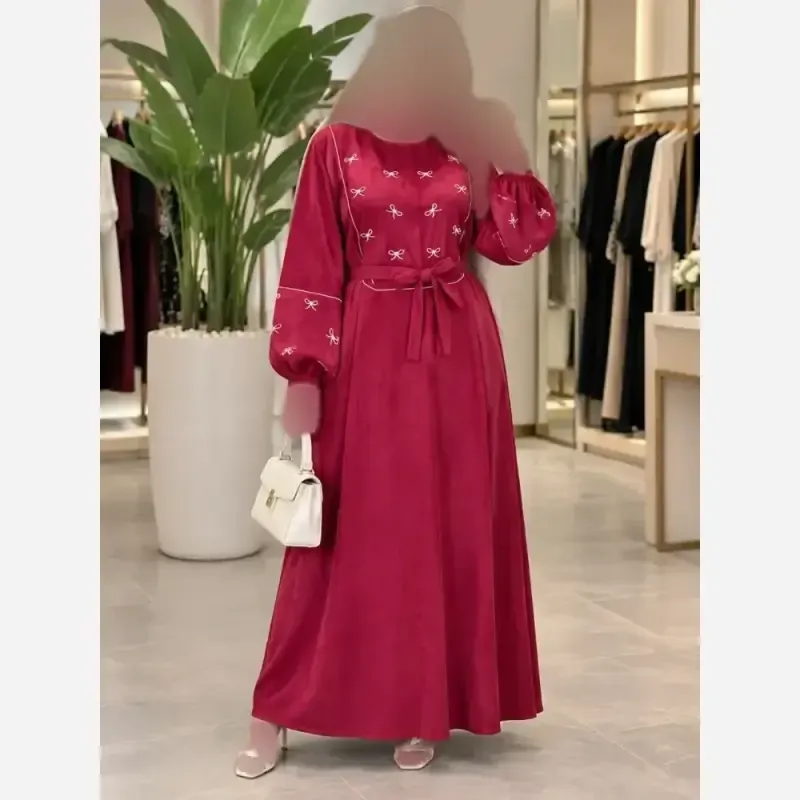 کفتان گلدوزی پاپیونی پاییزه مخمل کبریتی ریز فری سایز