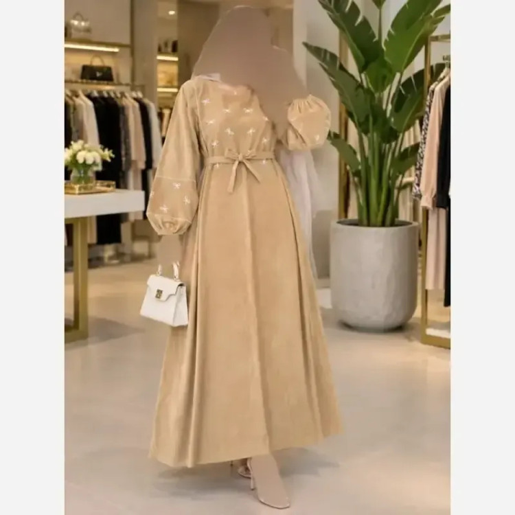 کفتان گلدوزی پاپیونی پاییزه مخمل کبریتی ریز فری سایز