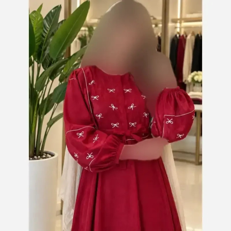 کفتان گلدوزی پاپیونی پاییزه مخمل کبریتی ریز فری سایز