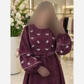 کفتان گلدوزی پاپیونی پاییزه مخمل کبریتی ریز فری سایز