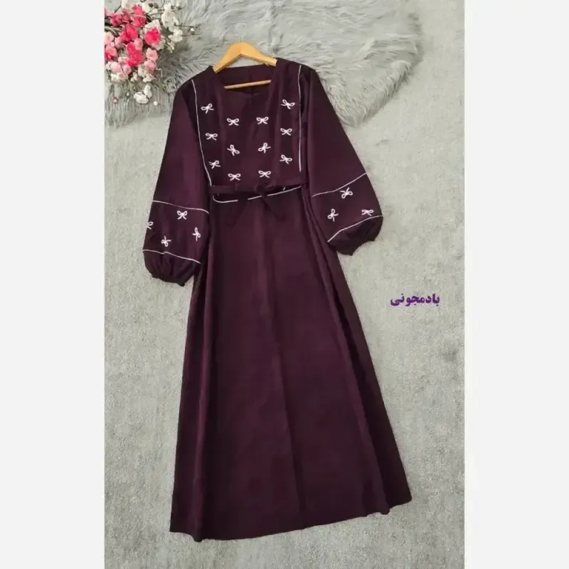 کفتان گلدوزی پاپیونی پاییزه مخمل کبریتی ریز فری سایز