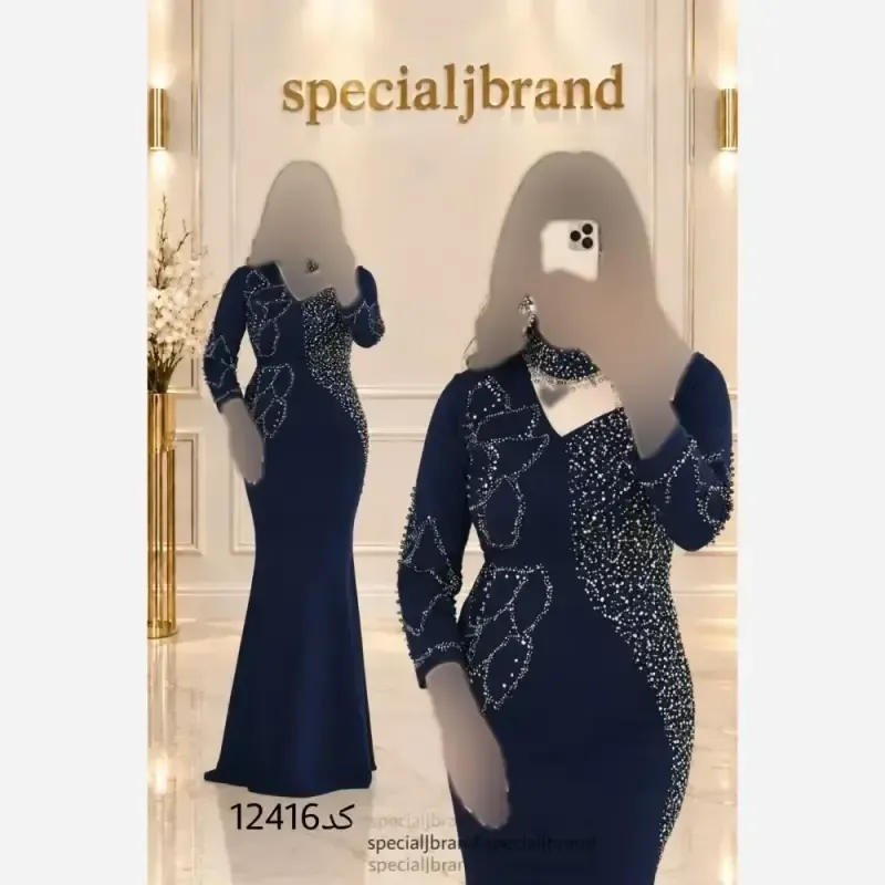 ماکسی مجلسی طناز غواصی گرم بالا سنگ نگین کاری قد 155 زیپ دار در رنگبندی و سایزبندی متنوع