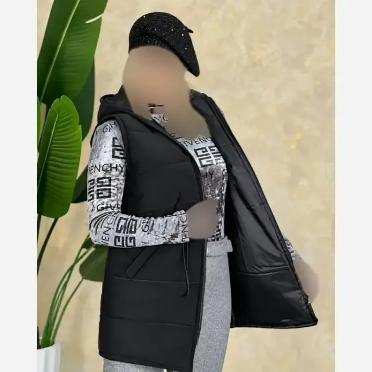 پافر سیلیکونی زنانه کلاهدار بلند سایز بزرگ فری سایز پشم شیشه دار