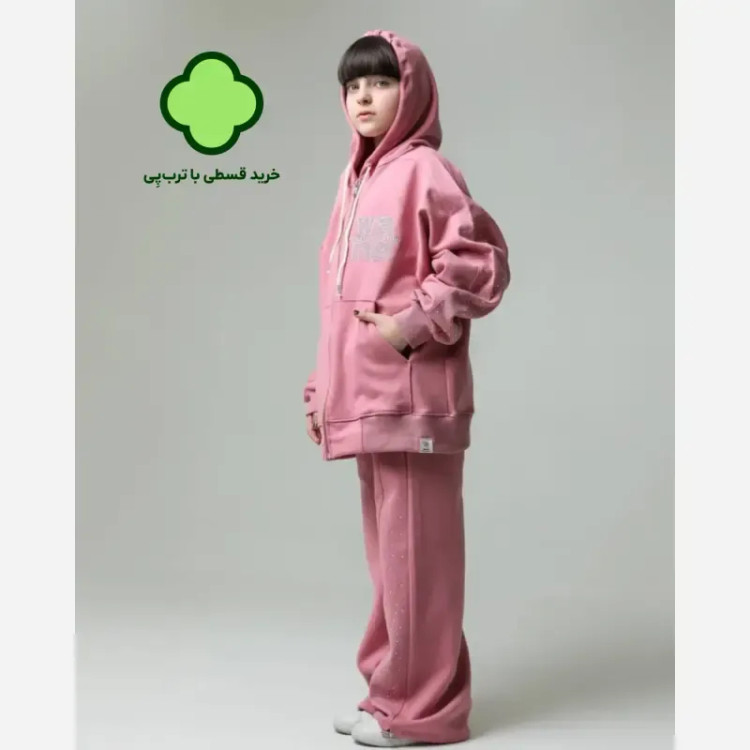 ست سوییشرت و شلوار دخترانه دورس سه نخ نگین دار پاییزه