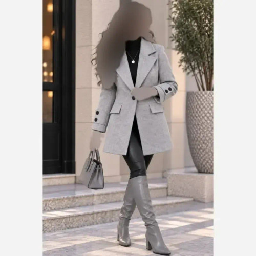 کت فوتر کجراه آستین پاگون دار یقه انگلیسی گرم بالا پاییزه و زمستانه