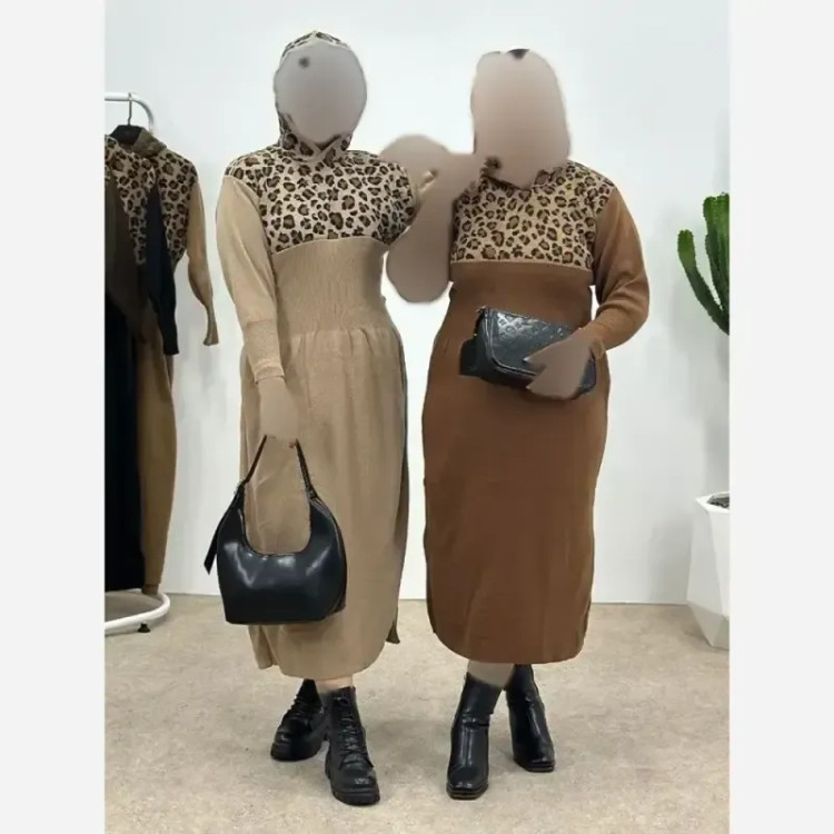 کفتان بافت ژیوان فری سایز 38 تا 48 رنگ نسکافه ای و کرم