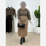کفتان بافت ژیوان فری سایز 38 تا 48 رنگ نسکافه ای و کرم