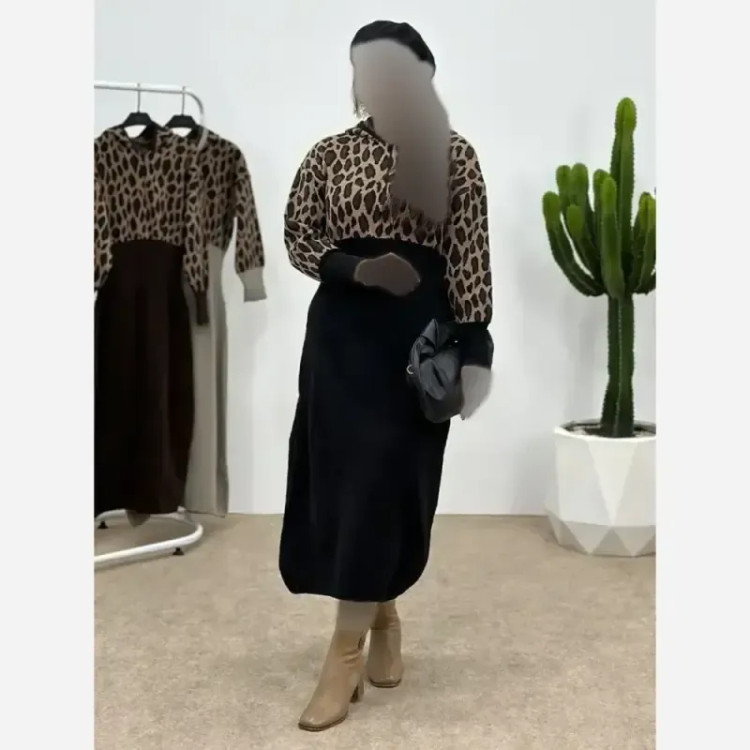 کفتان بافت ژیوان فری سایز 38 تا 48 رنگ نسکافه ای و کرم