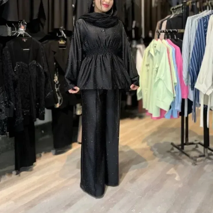 شومیز شلوار عروسکی مجلسی زنانه ساتن ویونا مشکی