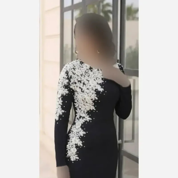 لباس مجلسی بلند زنانه کرپ دالقیچ کاپدار مشکی سایز بزرگ
