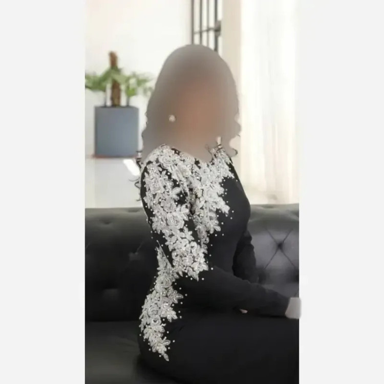 لباس مجلسی بلند زنانه کرپ دالقیچ کاپدار مشکی سایز بزرگ
